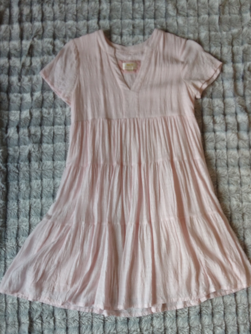 Maeve Light Pink Tiered Short-Sleeve Dress